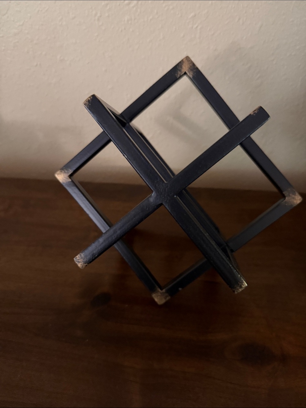 Black Decorative Geometric Accent Sculpture - Modern Home Accent